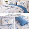 Anibedding Botanical Quilt Set Twin, 2 Pieces Reversible Elegant Blue Leaves Pattern Bedspread Coverlet Soft Microfiber Bed Cover for All Season(68"86") view 4