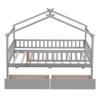Quarte Twin Size Wood House Bed Frame with Fence and Roof, Wooden Daybed Tent Bed with Two Drawers for Kids Boys Girls Bedroom,Can be Decorated (Gray/Fence~3) view 4