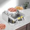 110V Oil Press Machine with Double Oil Outlets Electric Automatic Oil Press Extractor Stainless Steel Commercial Oil Presser with Intelligent Control for Home Kitchen Commercial Use 600W, Silver view 1