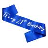 21st Birthday Sash, Blue Satin Soft Sashes with Silver Foil Letter, Birthday Decorations for Girls or Boys, Happy 21st Birthday Party Favor Supplies,Blue Silver view 1