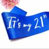 21st Birthday Sash, Blue Satin Soft Sashes with Silver Foil Letter, Birthday Decorations for Girls or Boys, Happy 21st Birthday Party Favor Supplies,Blue Silver view 4