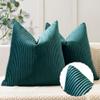 YCOLL Teal Pillow Covers 20x20 Set of 2 Velvet Striped Pattern - Soft Throw Pillows for Home Decor, Luxury Decorative Pillow Covers for Couch, Bed,Living Room view 1