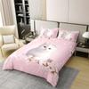 jejeloiu Kids Cat Cotton Duvet Cover Set Twin Cute Kitten Floral Comforter Cover Set for Girls Teens Pet Cat Pink Flowers Bedding Set Spring 3D Animal Bedspread Cover Bedroom Decor Quilt Cover 2Pcs view 1