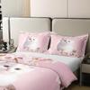 jejeloiu Kids Cat Cotton Duvet Cover Set Twin Cute Kitten Floral Comforter Cover Set for Girls Teens Pet Cat Pink Flowers Bedding Set Spring 3D Animal Bedspread Cover Bedroom Decor Quilt Cover 2Pcs view 4