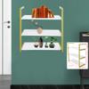 CNCEST 3 Storey Wall Mounted Floating Bookshelf, Wood Wall Bookshelf with Metal Frame Display Shelf for Bathroom Kitchen Living Room Bookshelf view 3