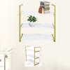 CNCEST 3 Storey Wall Mounted Floating Bookshelf, Wood Wall Bookshelf with Metal Frame Display Shelf for Bathroom Kitchen Living Room Bookshelf view 4