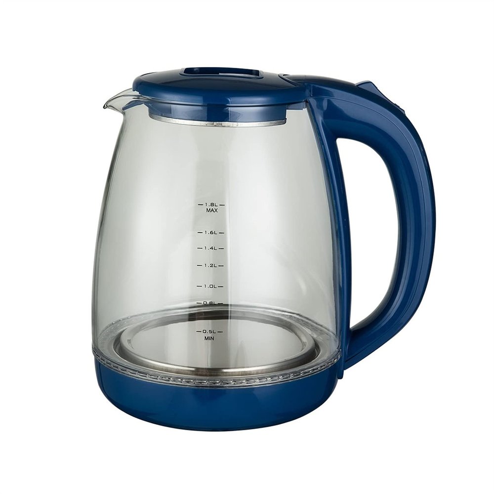FairUo Kettles, for Boiling Water, 1.8L Kettles for Boiling Water Tea Coffee Borosilicate Glass 1500W Portable Household Appliances for Hotel Family Trip Water Boiler Pot Boil-Dry/Blue