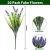 20 Bundles Artificial Plants Outdoor, UV Resistant Fake Flowers Realistic Faux Lavender Shrubs for Porch Garden Window Box Home Decoration (Purple) view 3
