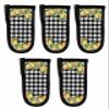 5 Packs Hot Handle Holder,Leomon Floral Leaves Cast Iron Skillets Pan Handle Covers Sleeves Potholder Kitchen Decor Essential Cookware for Camping Cooking Tools,Spring Summer Black White Plaid Lattice view 1