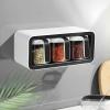 VALINK Spice Box, Wall Mounted Jars,Clear Seasoning Storage Container Rack Combo Set Kitchen Spice Pots for Kitchen Black view 3
