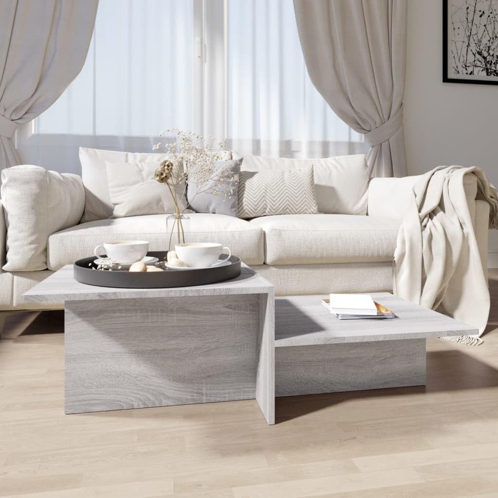 CUMYZO Coffee Table Gray Sonoma 43.9"x19.7"x13" Engineered Wood Gray 16.4kg/36.08Ib