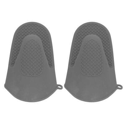 2PCS Oven Mitts, Mini Oven Gloves Silicone Heat Resistant Pot Holder Cooking Pinch Mitts Potholder for Air Fryer Kitchen Cooking Baking, Non Slip Grips for Baking, Grilling, Pot Handling (Grey)