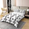 100% Organic Cotton Black and White Geometric Duvet Cover, Square Plaid Pattern Comforter Cover Set for Kids Boys Girls Teens, Geometric Aztec Comfy Bedding Set Full Size, Black White view 2