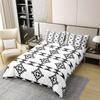 100% Organic Cotton Black and White Geometric Duvet Cover, Square Plaid Pattern Comforter Cover Set for Kids Boys Girls Teens, Geometric Aztec Comfy Bedding Set Full Size, Black White view 3