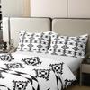 100% Organic Cotton Black and White Geometric Duvet Cover, Square Plaid Pattern Comforter Cover Set for Kids Boys Girls Teens, Geometric Aztec Comfy Bedding Set Full Size, Black White view 4