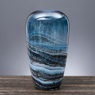 Flower Vase Aesthetic Vintage Decorative Glass Vase Indoor Wedding Blue Vintage Floor Vase Large and Tall Vase Home Furnishings Floor Vase Vase for Decor (Color : ShapeE36CM)
