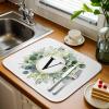 Eucalyptus Leaves Dish Drying Mat for Kitchen Counter, Microfiber Rack Pads, Spring Green Watercolor Monogram Letter V Absorbent Dish Bottle Drying Mat, 18''x24'', 1 Pack view 2
