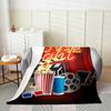 Movie Theme Decor Throw Blanket for Sofa Bed Couch, Retro Cinema Style Fleece Blanket, Home Theater Decor Fuzzy Blanket, Cinema Ticket Popcorn Soft Cozy Flannel Blanket All Season, Throw Size view 2
