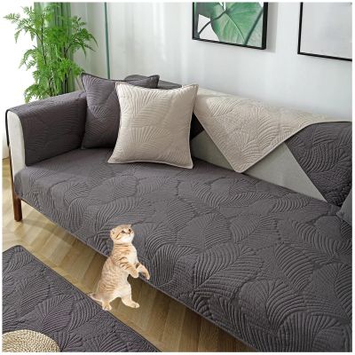 HeGza Pure Cotton Sofa Cover 1 2 3 4 Seater Sofa Cover L Shaped Sofa slipcovers Corner Armchair Covers Pets Couch Cover Non Slip Dog Couch Protector for Sectional Couch (Dark Gray,90x180cm)