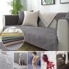 HeGza Pure Cotton Sofa Cover 1 2 3 4 Seater Sofa Cover L Shaped Sofa slipcovers Corner Armchair Covers Pets Couch Cover Non Slip Dog Couch Protector for Sectional Couch (Dark Gray,90x180cm) view 3