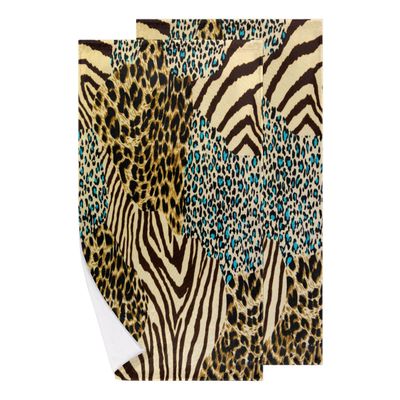 Animal Zebra Tiger Print Hand Towels Set of 2 Microfiber Quick Dry Soft Comfortable Absorbent Hand Towel for Bathroom Kitchen Laundry Room Gym Decorative 14 x 28 Inch