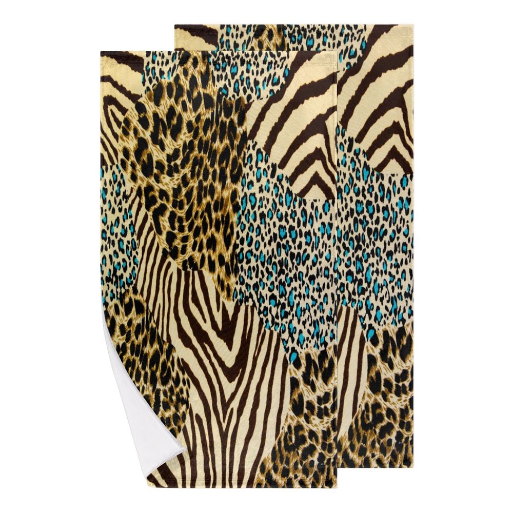 Animal Zebra Tiger Print Hand Towels Set of 2 Microfiber Quick Dry Soft Comfortable Absorbent Hand Towel for Bathroom Kitchen Laundry Room Gym Decorative 14 x 28 Inch