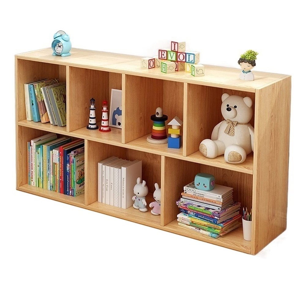 Bookshelf Racks Simple Floor Lockers for Home Bedroom Living Room Bay Window Cabinet MINGPING (Color : Wood Color 120x24x60cm)