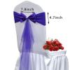 SENQIAN Pack of 10 Dark Purple Bow Organza Chair Sashes Spandex Stretch Chair Bands Elastic Chair Ties for Romantic Wedding Party Birthday Reception Hotel Banquet Chair Cover Decoration view 2