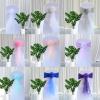BAEKJIN Lemon Yellow 100PCS Classic European Style Floral Organza Elastic Chair Cover for Wedding Celebration Banquet Party Hotel Events and Other Activities On Site Decoration view 3
