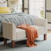 Awonde Storage Bench for Bedroom End of Bed Button Tufted Upholstered Bench Storage Ottoman Bench with Arms 52" Settee Bench Ivory Linen view 1