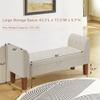 Awonde Storage Bench for Bedroom End of Bed Button Tufted Upholstered Bench Storage Ottoman Bench with Arms 52" Settee Bench Ivory Linen view 2