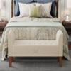 Awonde Storage Bench for Bedroom End of Bed Button Tufted Upholstered Bench Storage Ottoman Bench with Arms 52" Settee Bench Ivory Linen view 3