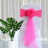 BAEKJIN Magenta 100PCS Classic European Style Floral Organza Elastic Chair Cover for Wedding Celebration Banquet Party Hotel Events and Other Activities On Site Decoration view 1