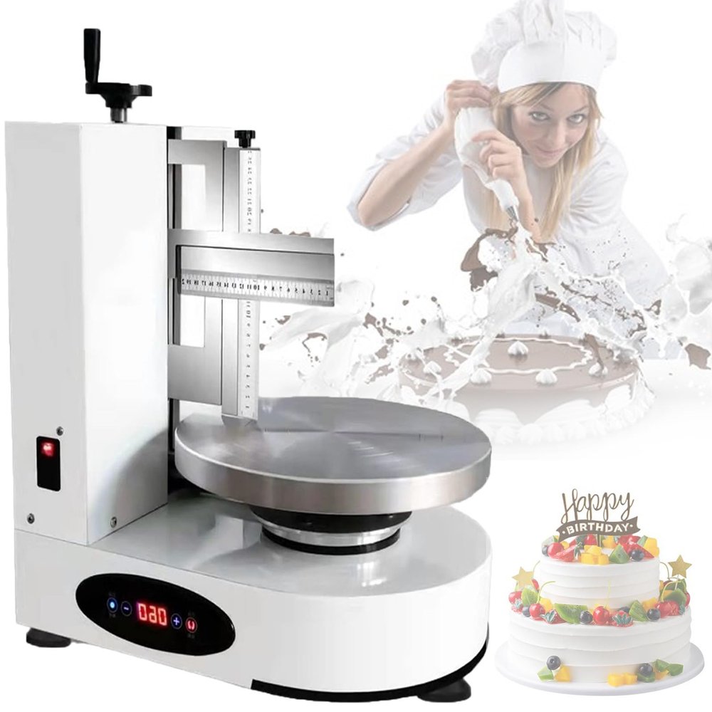 HNCXHX Automatic Cakes Depositor Cream Ice Cake Coating Frosting Decorating Icing Smoothing Machine Baking Birthday Cake Tools,White