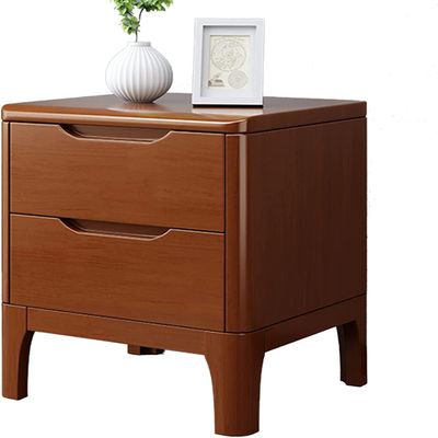 JITEM Solid Wood Bedside Table Mid Century Modern Nightstand End Table W/ 2 Storage Drawers Small Bedside Cabinet Night Stand for Bedroom Living Room