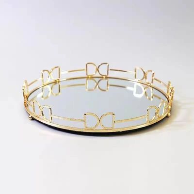 Decorative Mirrored Mirror Perfume Glass Vanity Jewelry Serving Tray for Dresser Jewelry Tray s Kitchen for Bathroom Makeup Tray (Large Size, Circular)
