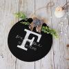 Monogram Welcome Sign for Front Door Decor 12'' Welcome to Our Home Door Hanger Initial Letter F Sign Round Farmhouse Wreath Porch Decor New Home Gift view 1