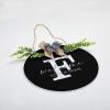 Monogram Welcome Sign for Front Door Decor 12'' Welcome to Our Home Door Hanger Initial Letter F Sign Round Farmhouse Wreath Porch Decor New Home Gift view 2