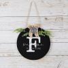 Monogram Welcome Sign for Front Door Decor 12'' Welcome to Our Home Door Hanger Initial Letter F Sign Round Farmhouse Wreath Porch Decor New Home Gift view 3