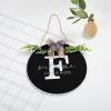 Monogram Welcome Sign for Front Door Decor 12'' Welcome to Our Home Door Hanger Initial Letter F Sign Round Farmhouse Wreath Porch Decor New Home Gift view 4