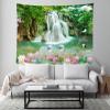 CORFOTO 60 x 50 Inch Wonderland Zen Waterfall Tapestry Beautiful Nature Scenery Wall Hanging Swan Lotus Flower Mountain Landscape Wall Tapestry for Bedroom Aesthetic Living Room Dorm Decor Wallpaper view 2