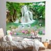 CORFOTO 60 x 50 Inch Wonderland Zen Waterfall Tapestry Beautiful Nature Scenery Wall Hanging Swan Lotus Flower Mountain Landscape Wall Tapestry for Bedroom Aesthetic Living Room Dorm Decor Wallpaper view 4