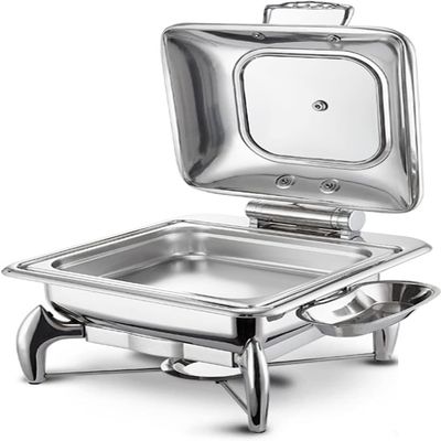 Food Heated Buffet Servers - Buffet Trays With Lids,table Buffet Heaters,portion Control Trays,hostess Trolley Food Warmers,buffet Food Warmers Catering(Size:5.5L,Color:Square ceramic - double)
