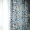 ILUOGUDU Boho Curtains Linen Curtains for Living Room Blue Farmhouse Curtains 63 Inch Length Floral Patterned Semi Blackout Curtains 1 Panel Blue on Beige (Pinch Pleated Curtains, 72" W x 63" L) view 2