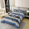 100% Natural Cotton Happy Camping Duvet Cover Full RV Camper Trailer Bedding Set for Boys Girls Bedroom Farmhouse Style Wooden Stripes Comforter Cover Navy Blue Soft Quilt Cover,No Comforter view 2