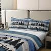 100% Natural Cotton Happy Camping Duvet Cover Full RV Camper Trailer Bedding Set for Boys Girls Bedroom Farmhouse Style Wooden Stripes Comforter Cover Navy Blue Soft Quilt Cover,No Comforter view 3