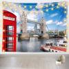 CORFOTO 177 x 98 Inch Thames London Tower Bridge Tapestry Wall Hanging England London Bridge Red Phone Booth Wall Tapestry for Bedroom Aesthetic Living Room Dorm Decor view 1