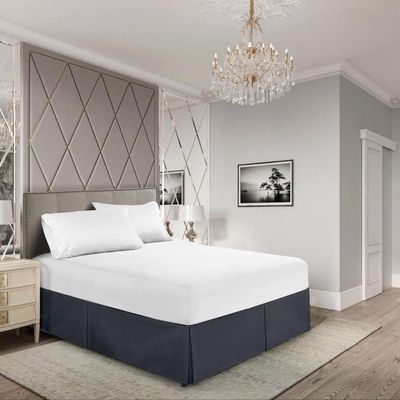 EGYLIN 800 Thread Count 100% Egyptian Cotton Hotel Quality Luxurious Box Pleated Bed Skirt Easy Fit with 15 Inch Drop Length (Dark Gray, Full)