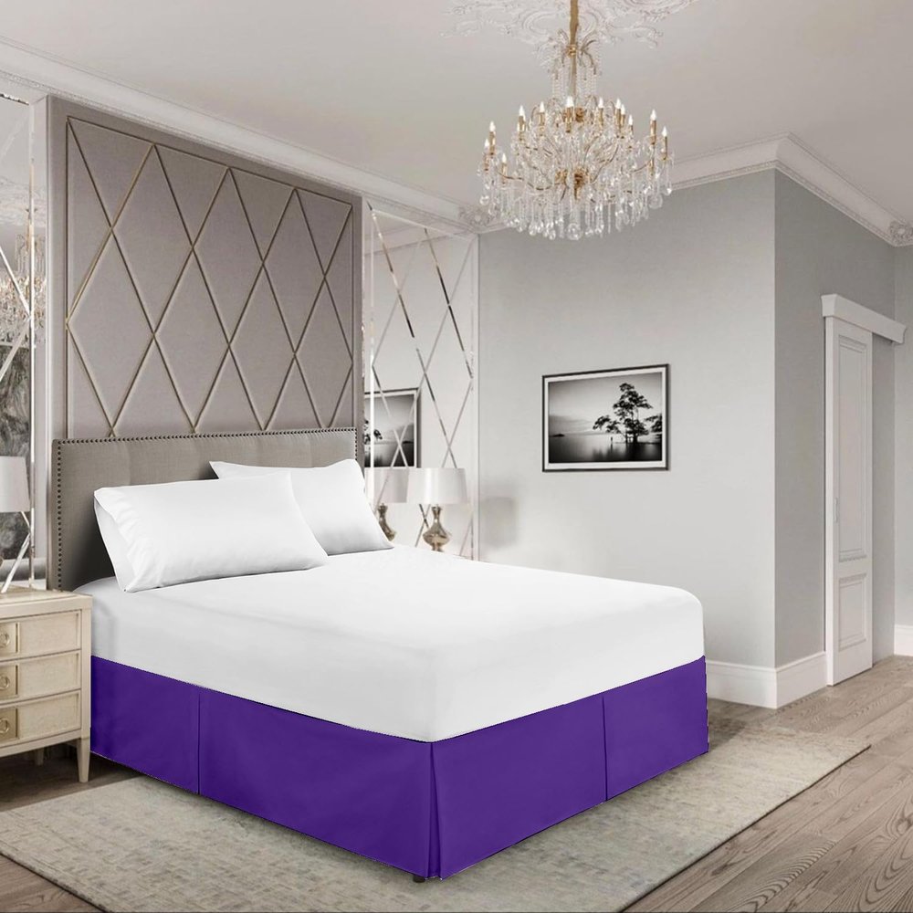 EGYLIN 800 Thread Count 100% Egyptian Cotton Hotel Quality Luxurious Box Pleated Bed Skirt Easy Fit with 18 Inch Drop Length (Purple, Full)