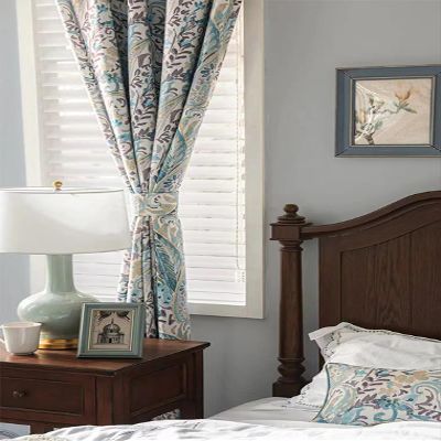 ILUOGUDU Boho Curtains Linen Curtains for Living Room Blue Farmhouse Curtains 96 Inch Length Floral Patterned Semi Blackout Curtains 1 Panel Blue on Beige (Pinch Pleated Curtains, 63" W x 96" L)